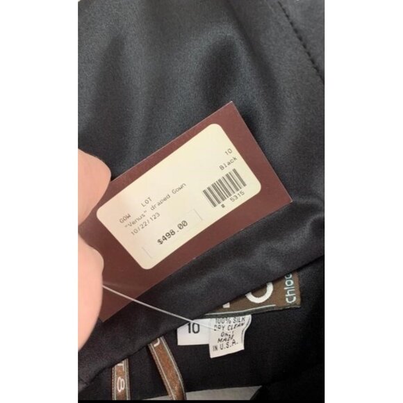 Lot 8 Chloe Dao Black Silk Venus Draped Gown Size 10 $498 MSRP - Picture 4 of 7